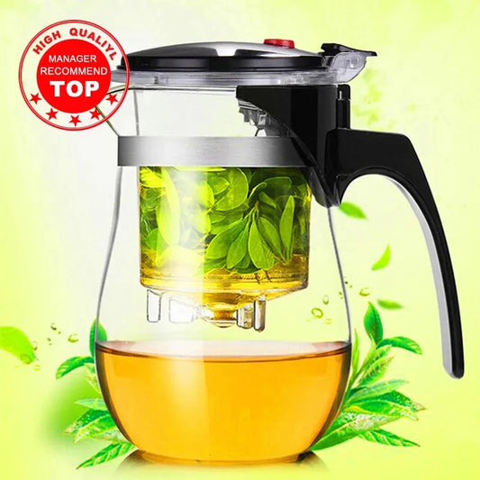 High Quality Heat Resistant Glass Tea Pot Chinese Teaware Kung Fu Tea Set Puer Kettle Coffee Glass Pot Convenient Office TeaPot