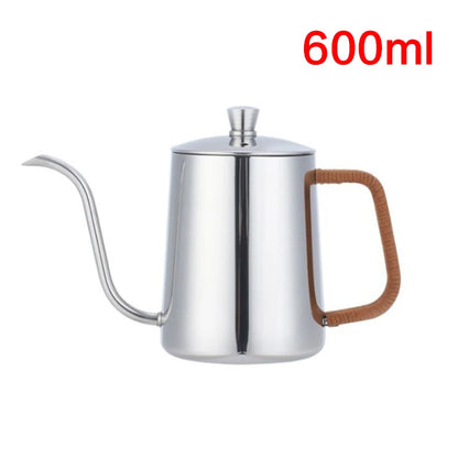 Drip Kettle 350ml 600ml Coffee Tea Pot Non-Stick Coating Food Grade Stainless Steel Gooseneck Drip Kettle Swan Neck Thin Mouth