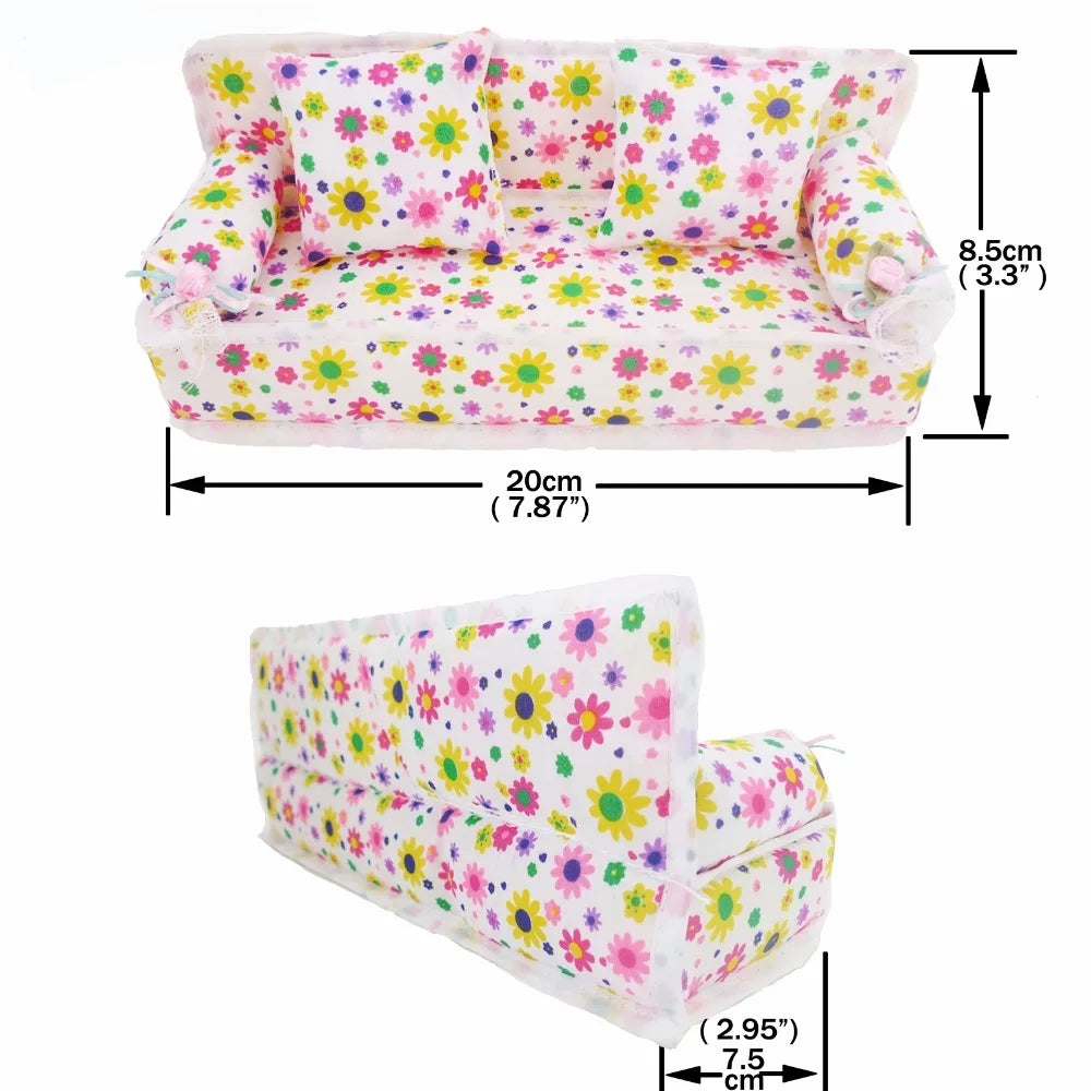 Barbies Doll House Furniture Bed Table Chair Plastics Cleaning Tools for 11.8inch Barbies Accessories Mini Furniture Model Gifts