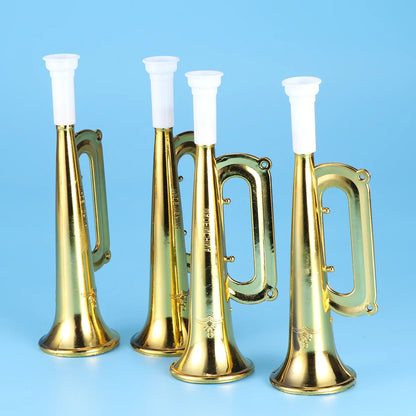 Golden Plastic Horn Trumpet for Kids - Fun Musical Instrument Toy and Cheering Prop for Parties and Sports Events