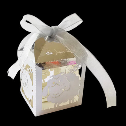 10Pcs Sheep Eid Mubarak Favors Candy Boxes Lace Ramadan Kareem Gift Boxes Islamic Muslim Happy Al-Fitr Eid Event Party Supplies