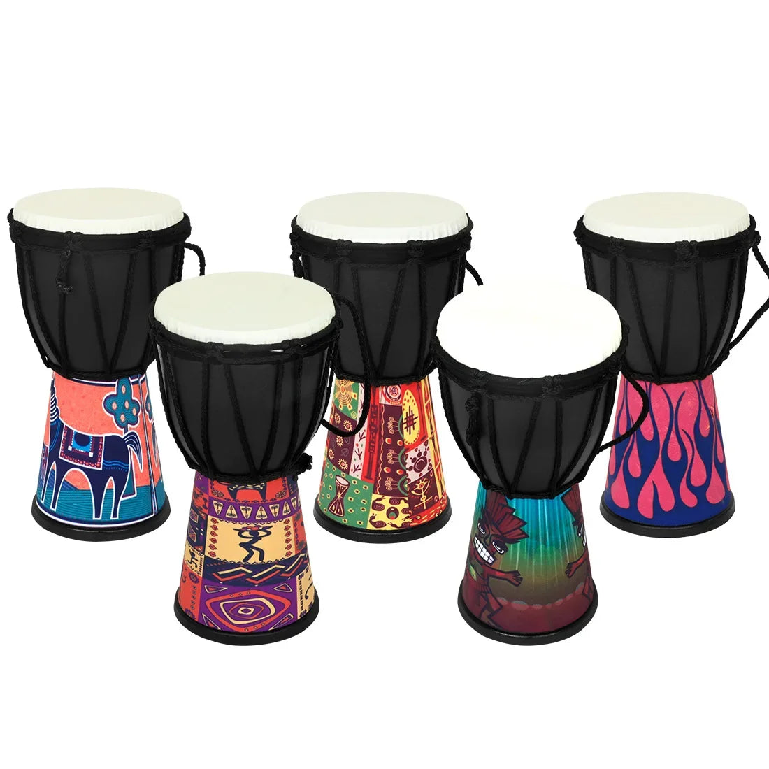 4 in African Drum Djembe Drum Professional Hand Drum Handmade Traditional Art Patterns African Musical Instrument for Children