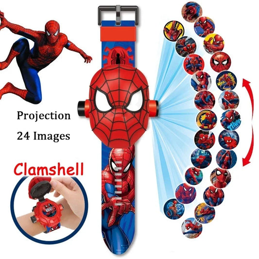 17 Style Disney Cartoon Children Watch 3D Projection Cartoon Superheroes Spider-Man Iron Man Digital Watches Children Watch Toy