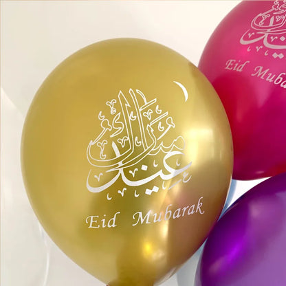 10pcs Eid Mubarak Metal Latex Balloon Ramadan Kareem Decoration Air Globos Ramadan Mubarak Muslim Islamic Festival Party Decor