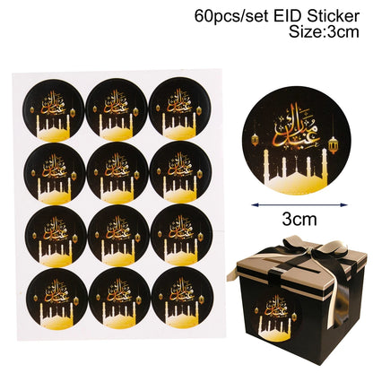 Eid Mubarak Packaging Sealing Sticker Candy Bag Gift Box Ramadan Decorations for Home EID Mubarak Muslim Islamic Eid Al-Fitr