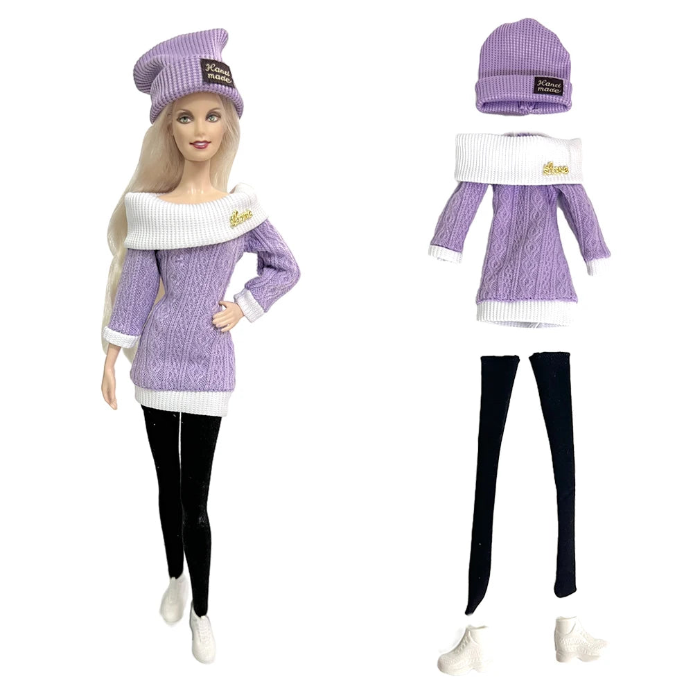 1 Pcs Fashion Hoodie Dress  for Barbie Doll Clothes Winter Jacket  Parka Coat Outfit for 1/6 BJD Doll Accessories JJ
