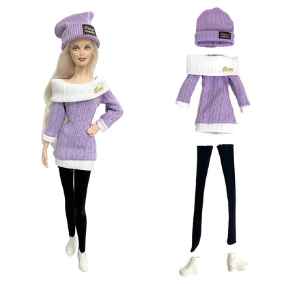 1 Pcs Fashion Hoodie Dress  for Barbie Doll Clothes Winter Jacket  Parka Coat Outfit for 1/6 BJD Doll Accessories JJ