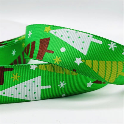 5yards/Lot 25MM Christmas Ribbon Printing Christmas Peripheral Ribbon for Bow Christmas Decoration DIY Gift Wrapping