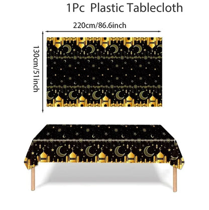 Eid Mubarak Tablecloths Ramadan Decoration for Home 2024 Islamic Muslim Party Decor Ramadan Tableware Supplies Eid Al Adha Gift