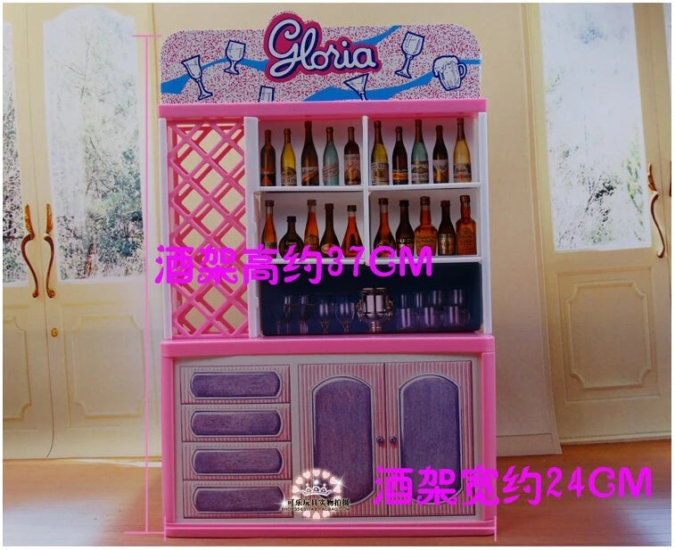 Fashion Mini Furniture for Barbie House Happy Hour Relax Time Pink Bar Suit for Kurhn Licca Blyth Doll Pretend Play Toys 1/6
