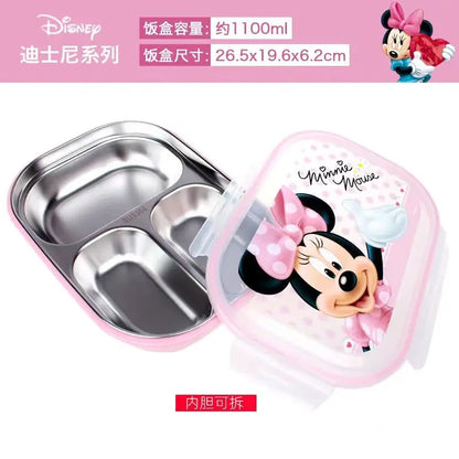 Disney Frozen Elsa Mickey Children Lunch Box With Compartments Anti-Fall Detachable Large Capacity Bento Lunch Box for Toddlers