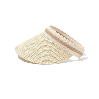 Adult Child Woman's Sun Visor Hats Female Bowknot Visor Caps Hand Made DIY Straw Summer Cap Casual Empty Top Hat Beach