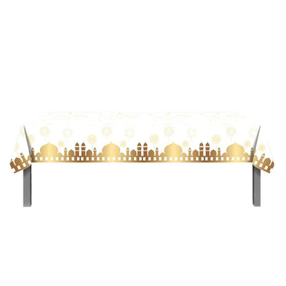 2022 Eid Mubarak Disposable Tablecloth Table Runner Banner Balloons Islamic Muslim Party Decor Ramadan Kareem Eid Al Adha Gift