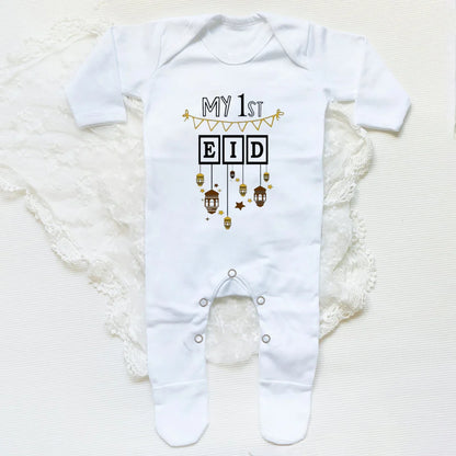 My First Eid Ramadan Baby Babygrow Sleepsuit Vest Bodysuit Infant Long Sleeve Romper Ramadan Islamic Muslim Keepsake Baby Outfit
