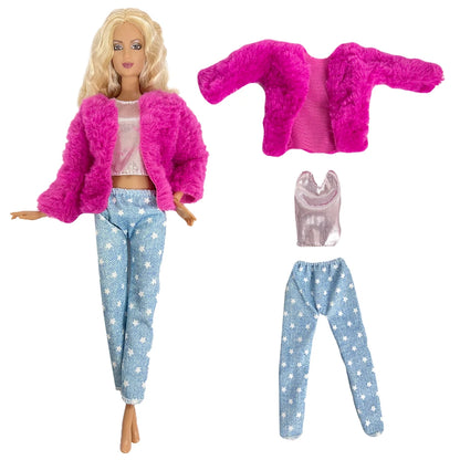 NK 1 Set 30CM Princess Clothes Outfit Dress Fashion Coat  Pants Clothes for Barbie Doll Accessories Girl Toy  JJ