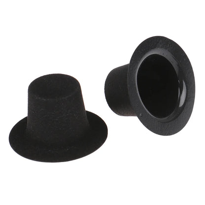 10Pcs Miniature Black Hat Mini Doll Hat Doll House Ornament Hand Weaved Dollhouse Accessories 3 Sizes
