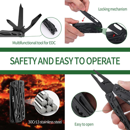 NexTool Black Knight 11-In-1 Multi-Function Tools Knife Outdoor Camping Survival Folding Pliers Scissors Hand Multitool Tool Kit