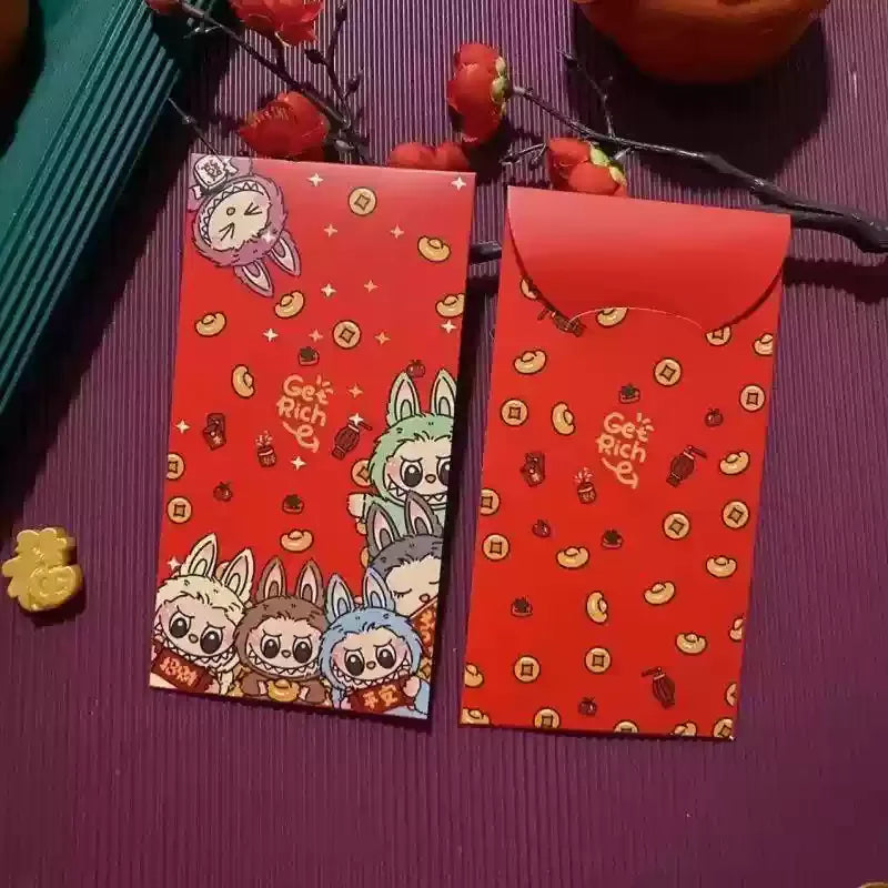 2025 Chinese New Year Red Envelopes Cute Labubu Red Pocket Money Gifts Anime Envelope Wedding Gifts Bag Good Luck Money Packets