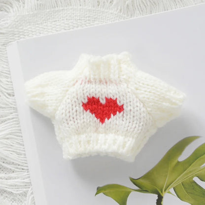 Mini Doll'S Clothes Outfit Accessories for Labubu for Elf Doll Knitted Christmas Love Twisted Solid Santa Sweater Clothing
