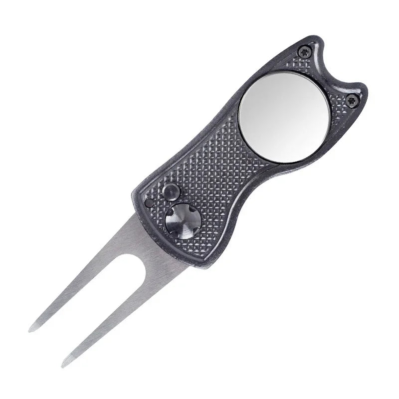 1pc Foldable Golf Divot Repair Tool With Golf Ball Tool Pitch Groove Cleaner Golf Accessories Putting Green Fork Training Aids