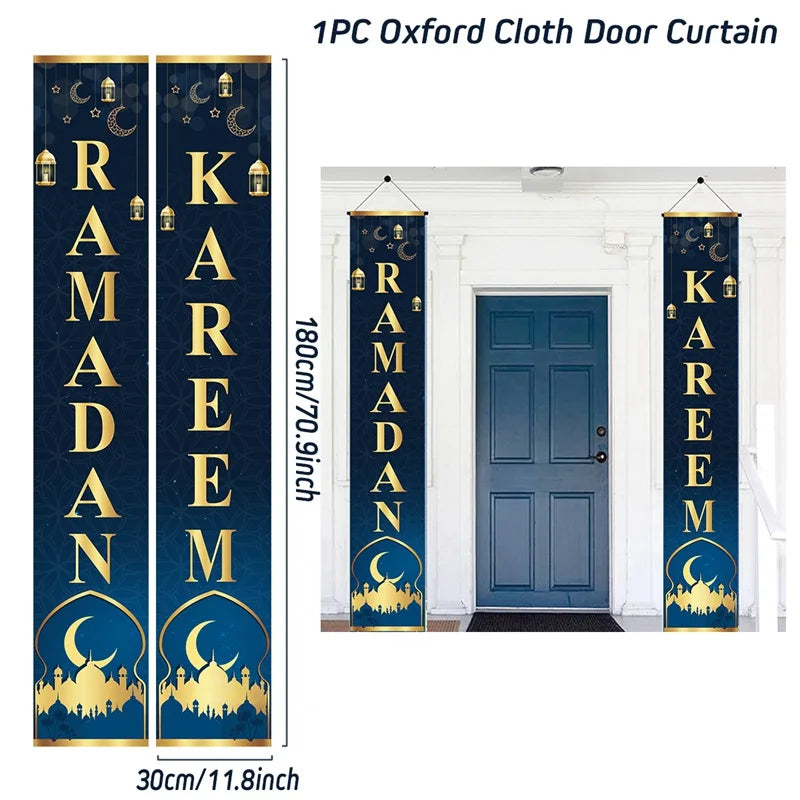 Eid Mubarak Door Banner Ramadan Decoration 2024 for Home Mubarak Ramadan Kareem Islamic Muslim Party Decor  Eid Al Adha Gifts