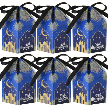 10Pcs Eid Mubarak Candy Box Cookie Snack  Gift Packaging Boxes Bag 2024 Ramadan Kareem Muslim Festival Party Decoration Supplies