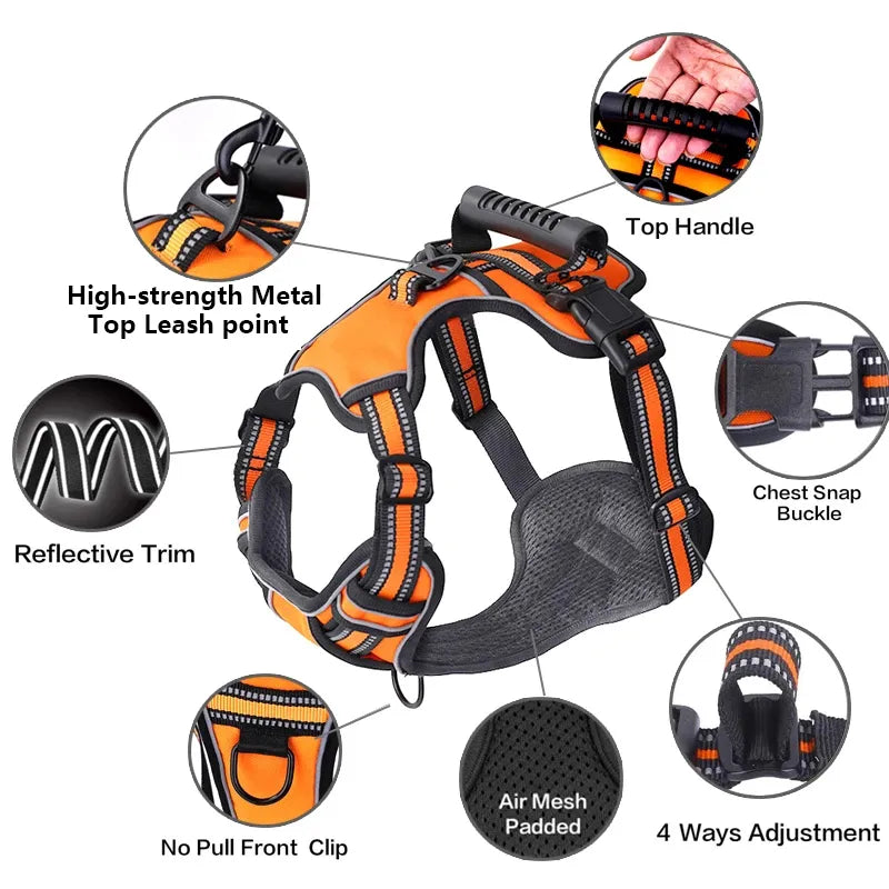 Dog Harness No Pull Breathable Reflective Dog Harness Vest With Handle for Small Large Dogs Outdoor Walking Training Supplies