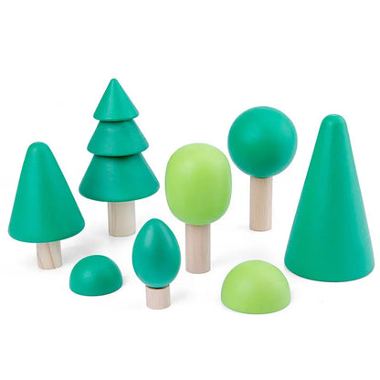 Children's Montessori Wooden Building Blocks Early Education Educational Toys Tree Flame House Stone Rainbow Blocks Wooden Toys