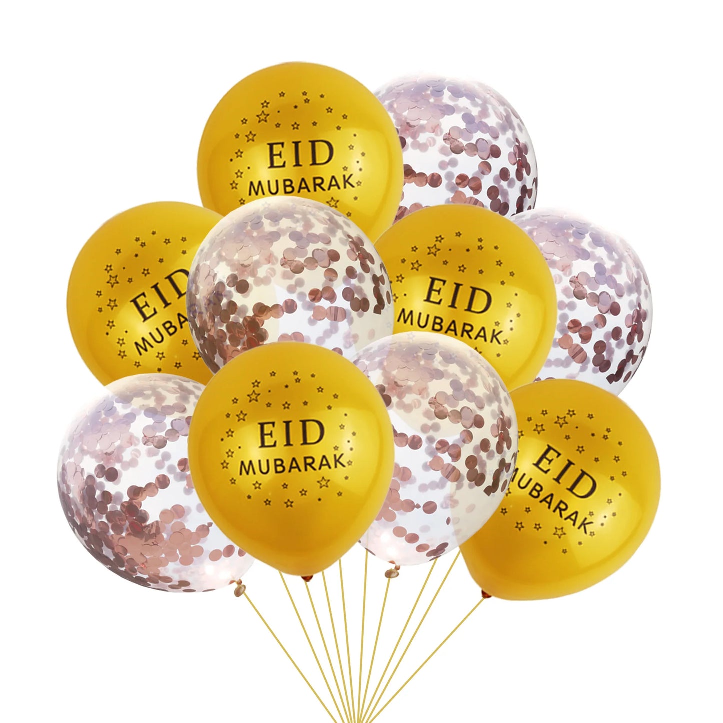 EID MUBARAK Balloons Decor, Ramadan Decoration, Silver and Gold, Islamic Muslim, Eid Mubarak Favors, Party Supplies, 10Pcs