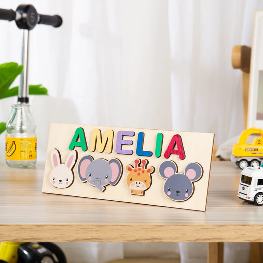 Personalized Name Puzzle Wooden Toys Kids Name Toddlers Educational Wooden Puzzle Early Learning Christmas Gifts for Baby Shower