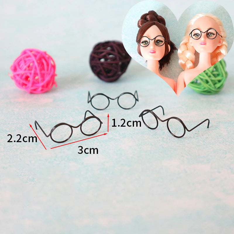 5pcs Cute Round Doll Glasses Frame for Bjd Fashion Plush Toy Glasses Dolls DIY Accessories Dress Up Toys for Girls