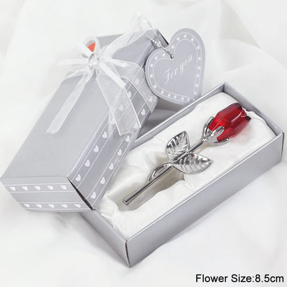 Valentines Day Gift I Love You Crystal Bear Artificial Rose Flowers Teacher Mothers Day Wedding Birthday Party Gifts for Guests