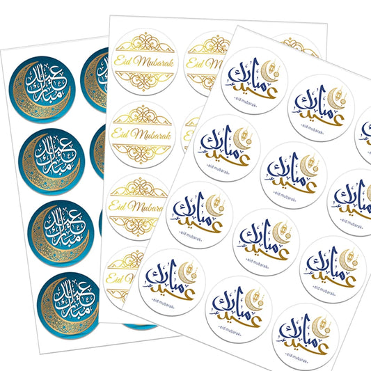 Eid Al-Fitr Eid Mubarak Packaging Sealing Sticker Candy Bag Gift Box Labels for Kids Birthday Party Eid Al-Fitr Decor Supplies