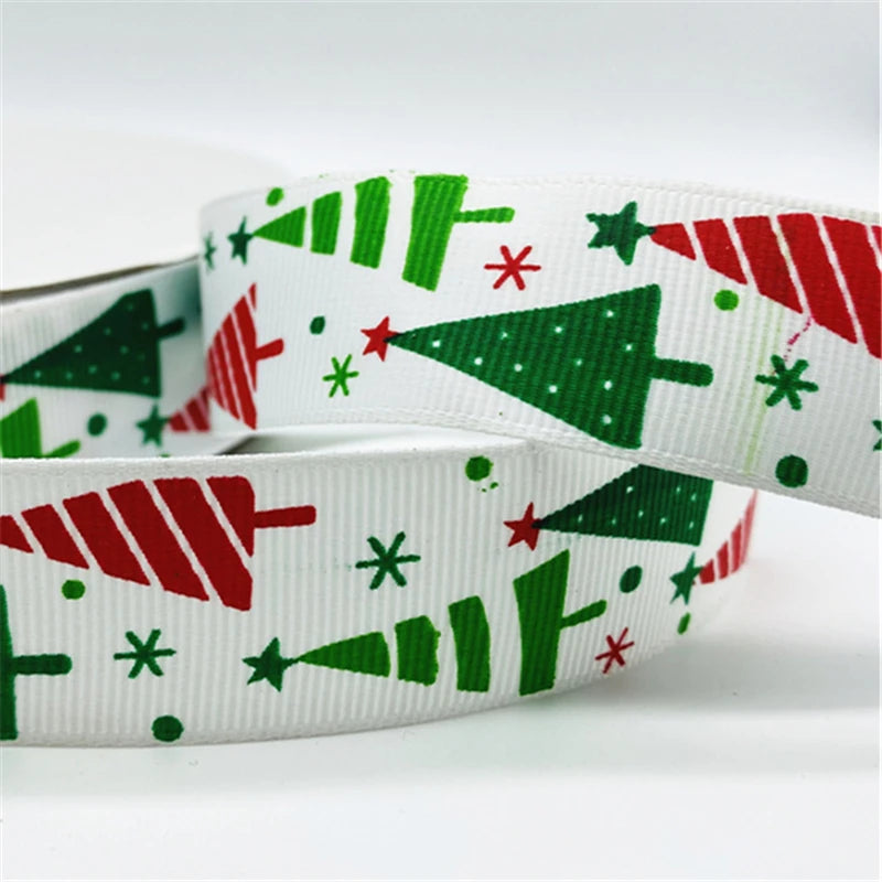 5yards/Lot 25MM Christmas Ribbon Printing Christmas Peripheral Ribbon for Bow Christmas Decoration DIY Gift Wrapping