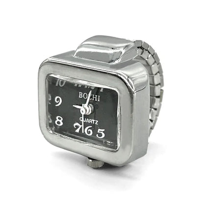 Steel Fun Vintage Punk Quartz Finger Pocket Watch Ring for Women Men Goth Clock Rings Digital Watch Elastic Stretchy Rings Gifts