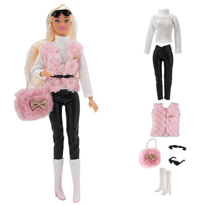 1 Pcs Fashion Hoodie Dress  for Barbie Doll Clothes Winter Jacket  Parka Coat Outfit for 1/6 BJD Doll Accessories JJ