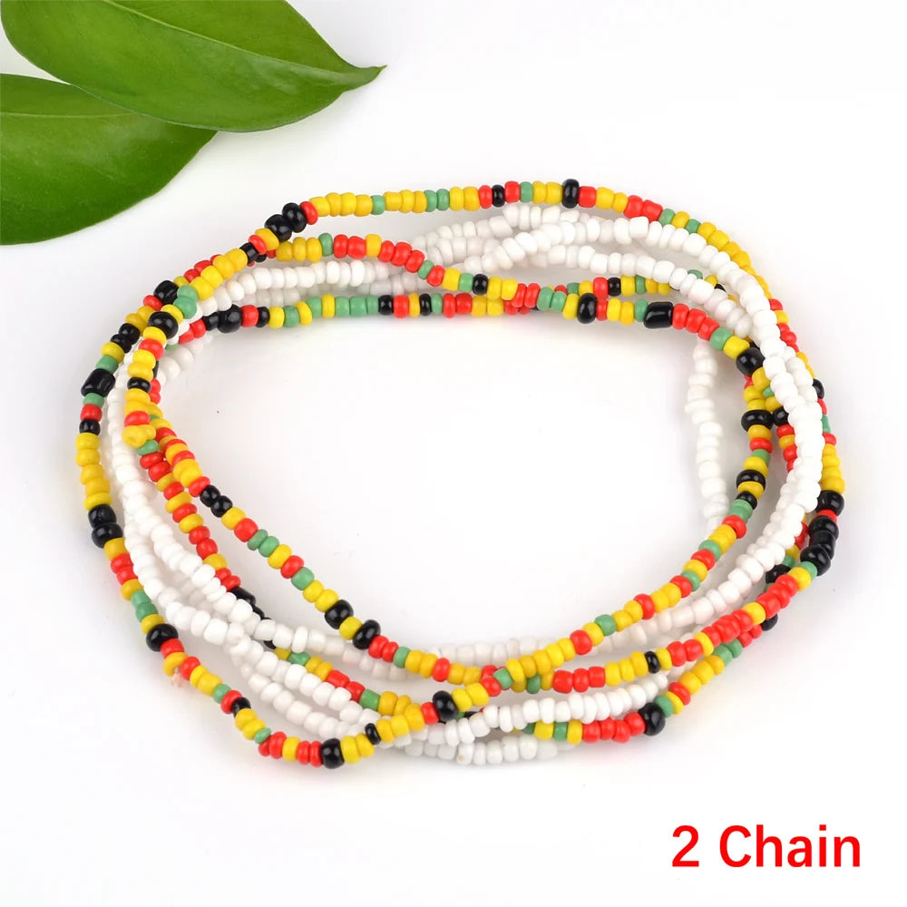 2022 Bohemia Double Layer Beads Belt Body Chain Women Summer Sexy Bikini Beach Waist Chain Charms Vintage Dress Waistband Belts