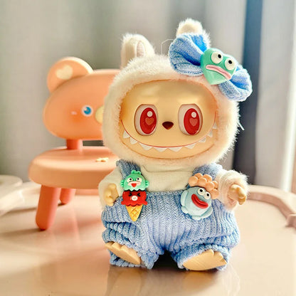 15cm 17cm Labubu Doll Clothes  Plush Doll Clothes Sweet Tube Big Mouth Fish Strap Pants Macaron 2nd Generation Cute  DIY Kid Gif
