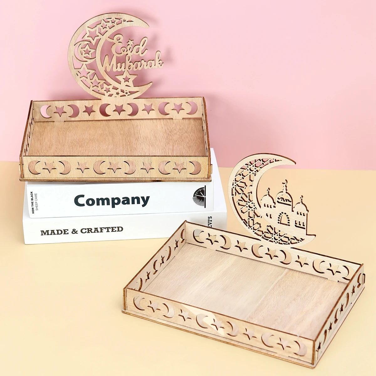 Wooden Pendant EID Mubarak 2024 Ramadan Decoration for Home Kareem Ramadan and Eid Decor Eid AL Adha Islamic Muslim Decor