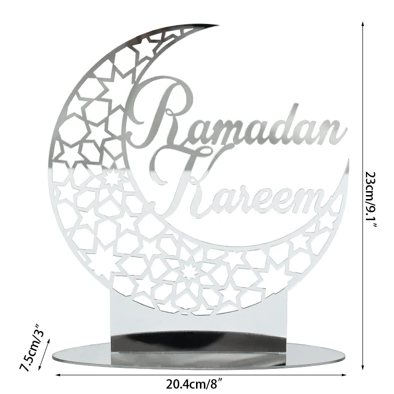 Hollow Out Ramadan Moon Acrylic Table Ornament Eid Mubarak DIY Decoration for Home Kareem Eid Gift Islamic Muslim Party Supplies