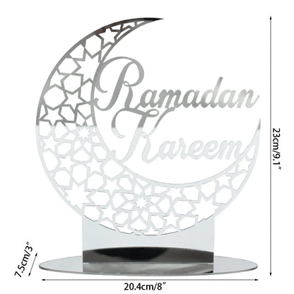 Hollow Out Ramadan Moon Acrylic Table Ornament Eid Mubarak DIY Decoration for Home Kareem Eid Gift Islamic Muslim Party Supplies