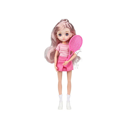 Slim 26cm Bjd Doll for Girl 13 Movable Joints Fashion Princess Clothes Suit Accessories Blue Eyes Decoration Eyelash Solid Doll