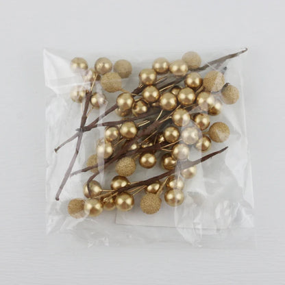 (10 Pcs/Pack) 10cm Christmas Tree Berry Decoration Simulation Yangmei Golden Berry Bouquet False Plant Wreath Home Decoration