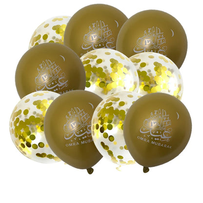 10pcs Eid Mubarak Metal Latex Balloon Ramadan Kareem Decoration Air Globos Ramadan Mubarak Muslim Islamic Festival Party Decor