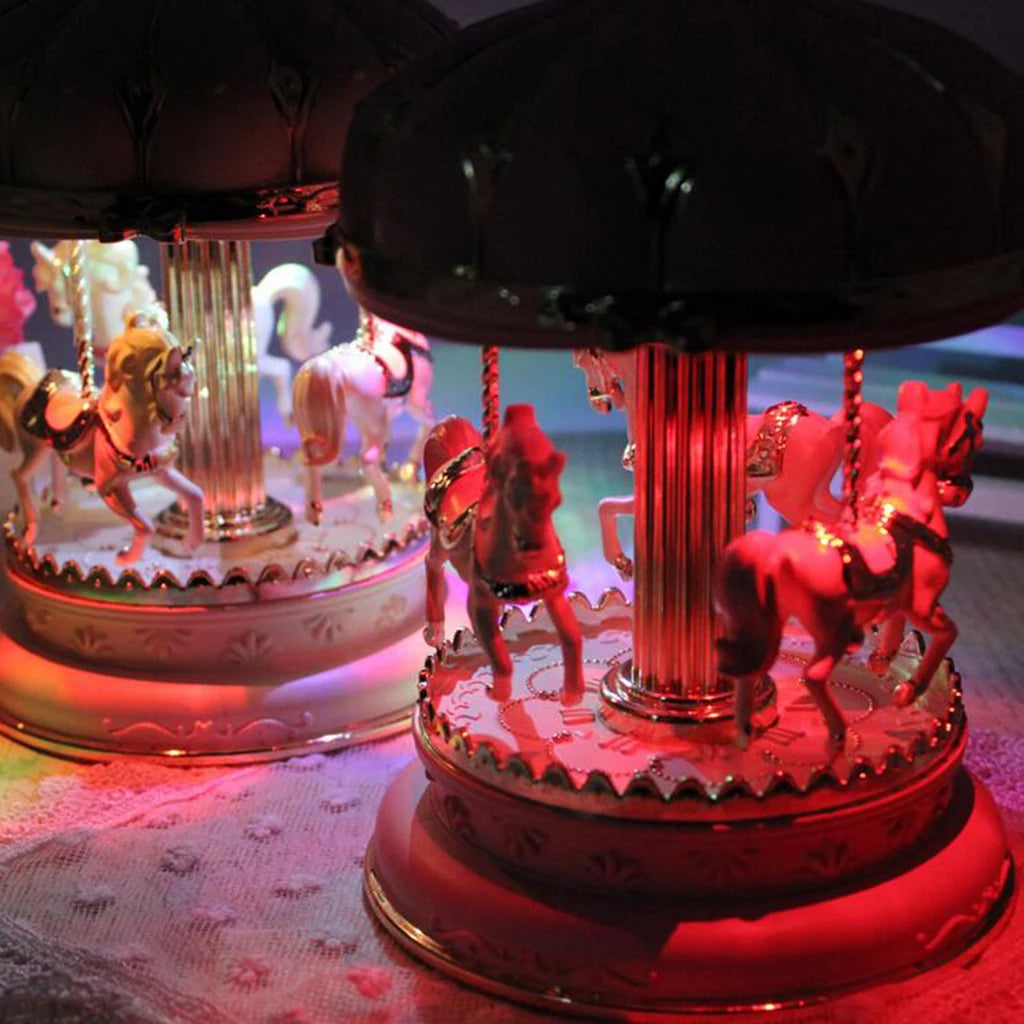 New Carousel Horse Music Box Resin Merry-Go-Round Musicical Box Home Desktop Decoration Kids Christmas Birthday Gift