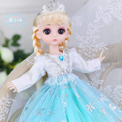 New 30cm BJD Doll Toy for Girls Children Retro Classic Wedding Dress Lolita Noble Rabbit Girl Holiday Birthday Gift Long Hair