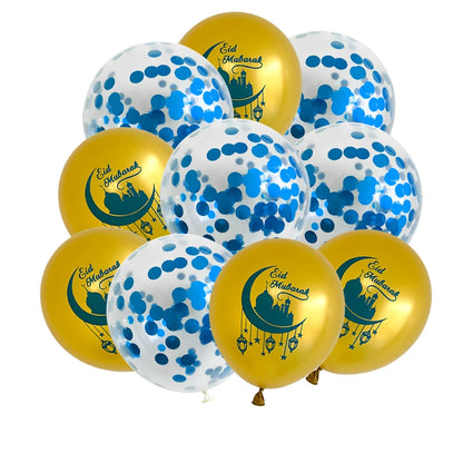 10pcs Eid Mubarak Metal Latex Balloon Ramadan Kareem Decoration Air Globos Ramadan Mubarak Muslim Islamic Festival Party Decor