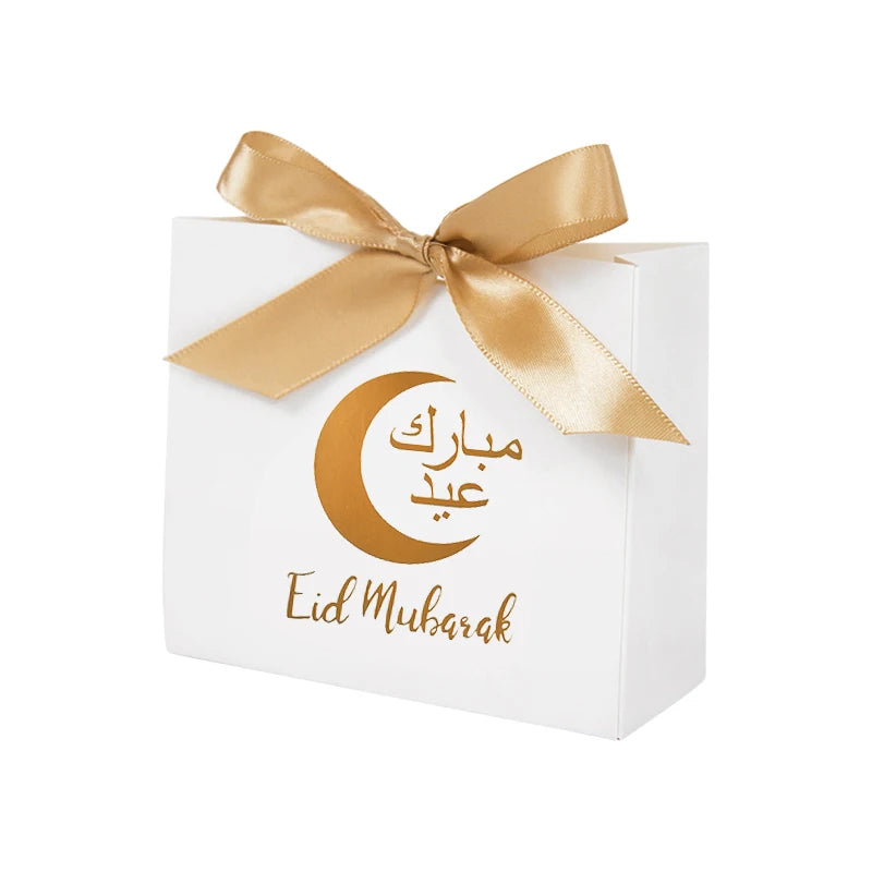 5/10Pcs Eid Mubarak Candy Gift Boxes Ramadan Kareem Cookie Snack Packaging Box Bag 2024 Muslim Islamic Party Decoration Supplies