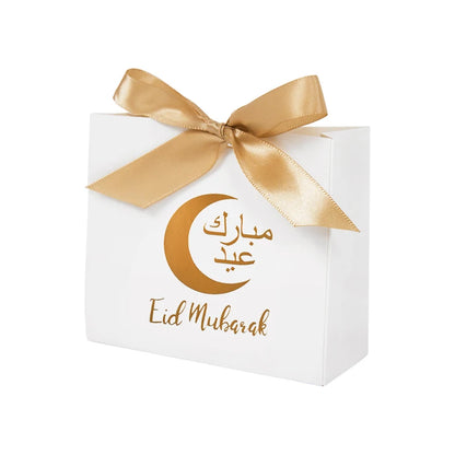 5/10Pcs Eid Mubarak Candy Gift Boxes Ramadan Kareem Cookie Snack Packaging Box Bag 2024 Muslim Islamic Party Decoration Supplies