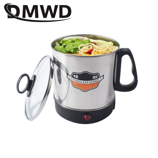Stainlesss Steel Electric Kettle Water Heating Boiler Tea Pot Cup Portable Travel Mini Hotpot Skillet Food Cooking Noodle Cooker